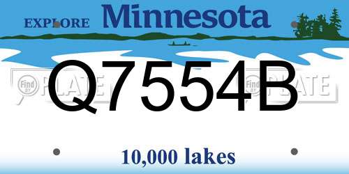 Q7554B Minnesota License Plate
