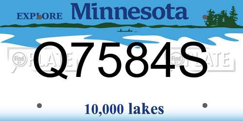 Q7584S Minnesota License Plate