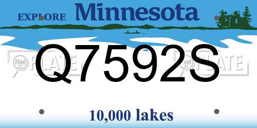 Q7592S Minnesota License Plate