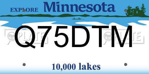 Q75DTM Minnesota License Plate