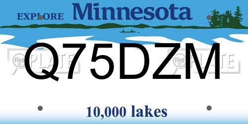 Q75DZM Minnesota License Plate