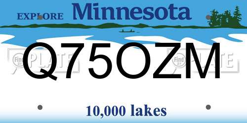 Q75OZM Minnesota License Plate