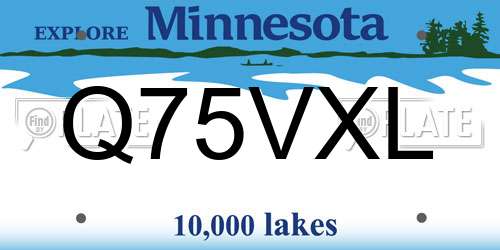 Q75VXL Minnesota License Plate