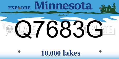 Q7683G Minnesota License Plate