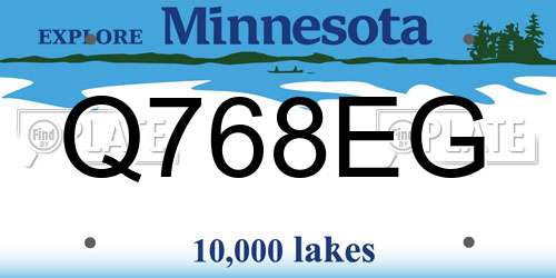 Q768EG Minnesota License Plate