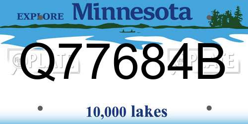 Q77684B Minnesota License Plate