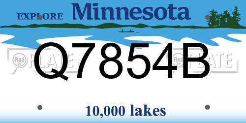Q7854B Minnesota License Plate