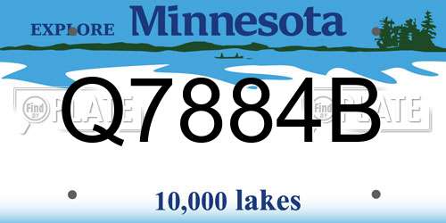 Q7884B Minnesota License Plate
