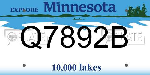 Q7892B Minnesota License Plate