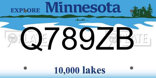 Q789ZB Minnesota License Plate