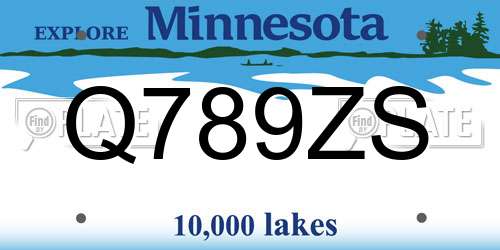 Q789ZS Minnesota License Plate