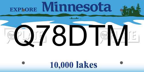 Q78DTM Minnesota License Plate