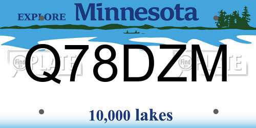 Q78DZM Minnesota License Plate