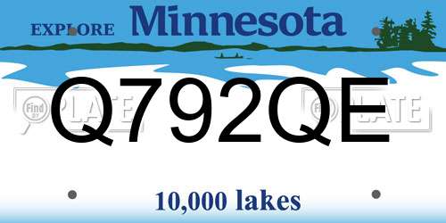 Q792QE Minnesota License Plate