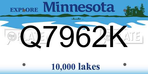 Q7962K Minnesota License Plate
