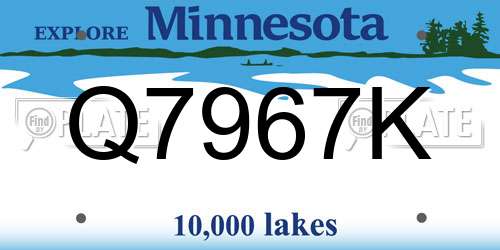 Q7967K Minnesota License Plate