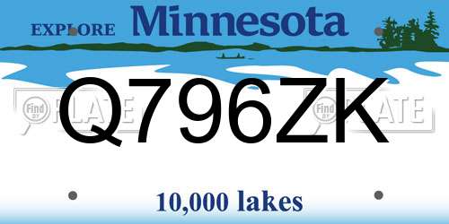 Q796ZK Minnesota License Plate