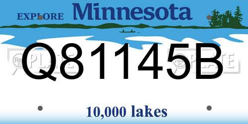Q81145B Minnesota License Plate