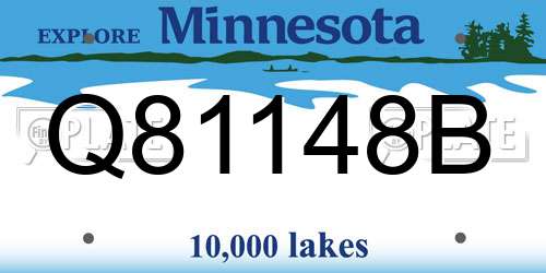 Q81148B Minnesota License Plate