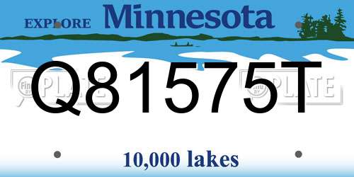 Q81575T Minnesota License Plate