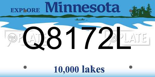 Q8172L Minnesota License Plate