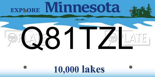 Q81TZL Minnesota License Plate