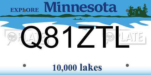 Q81ZTL Minnesota License Plate
