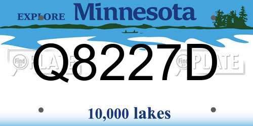 Q8227D Minnesota License Plate