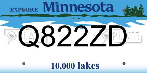 Q822ZD Minnesota License Plate