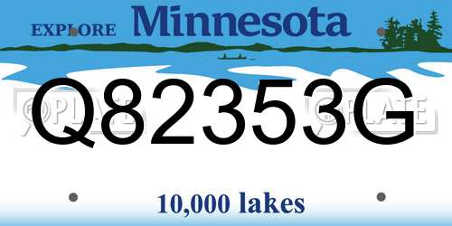 Q82353G Minnesota License Plate