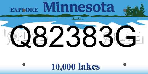 Q82383G Minnesota License Plate