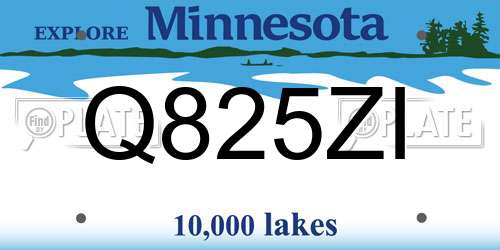 Q825ZI Minnesota License Plate