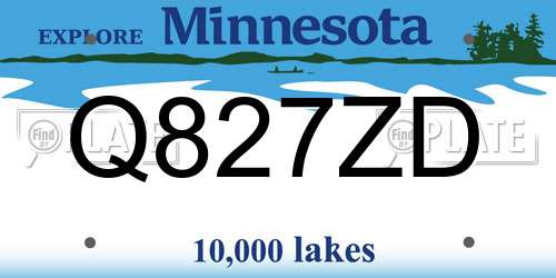 Q827ZD Minnesota License Plate