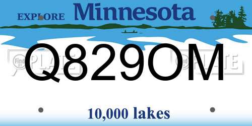 Q829OM Minnesota License Plate