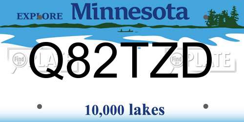 Q82TZD Minnesota License Plate