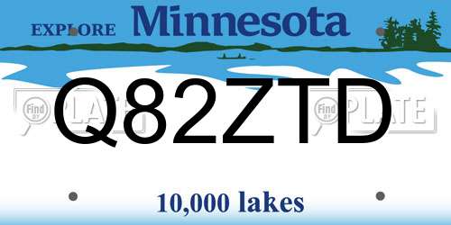 Q82ZTD Minnesota License Plate