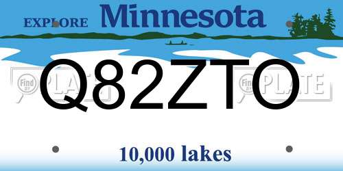 Q82ZTO Minnesota License Plate