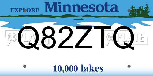 Q82ZTQ Minnesota License Plate