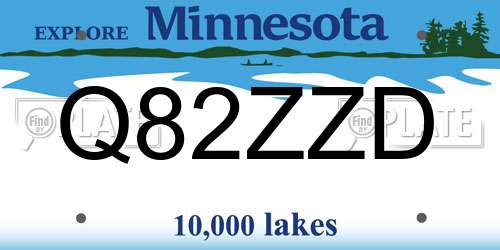 Q82ZZD Minnesota License Plate