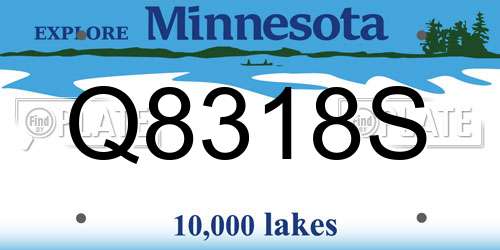 Q8318S Minnesota License Plate