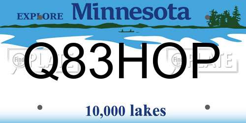 Q83HOP Minnesota License Plate