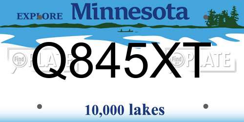 Q845XT Minnesota License Plate