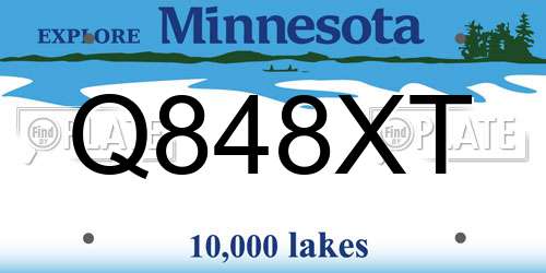 Q848XT Minnesota License Plate