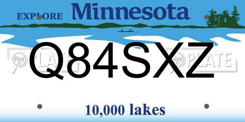 Q84SXZ Minnesota License Plate