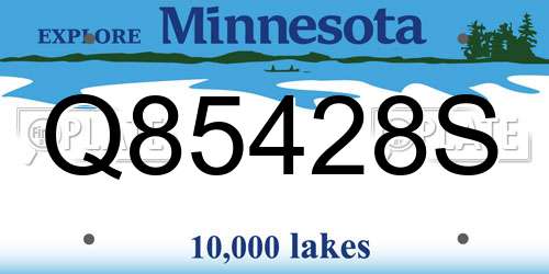 Q85428S Minnesota License Plate