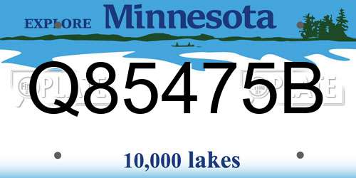 Q85475B Minnesota License Plate