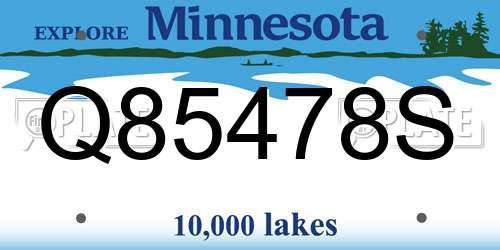 Q85478S Minnesota License Plate