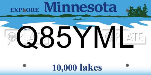 Q85YML Minnesota License Plate