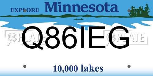 Q86IEG Minnesota License Plate
