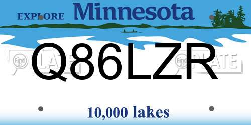 Q86LZR Minnesota License Plate